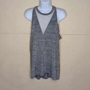 Athleta Tank Top High Neckline Sheer V Cutout Racer Back